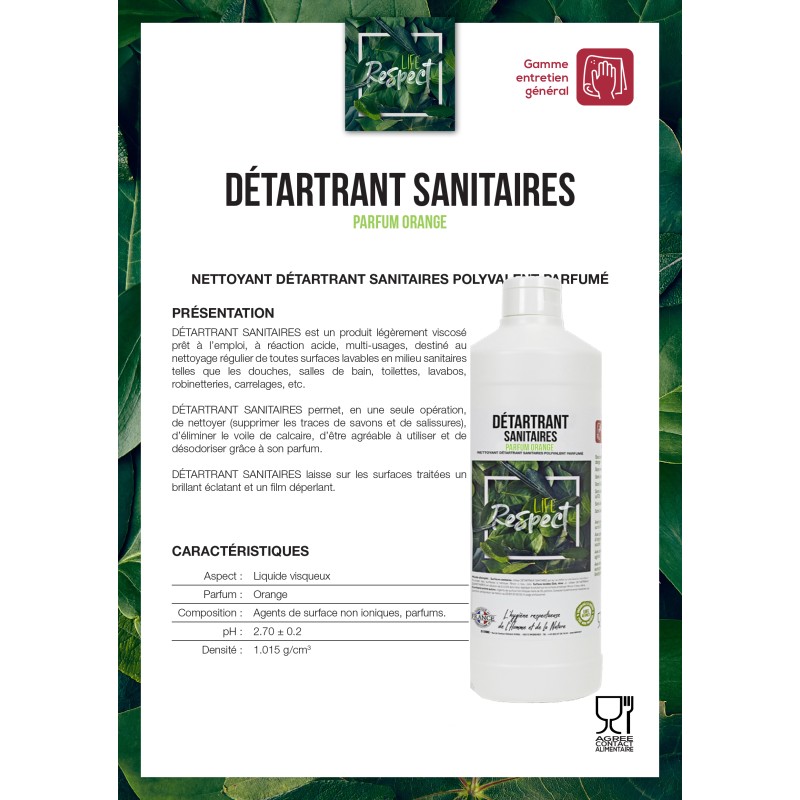 Détartrant sanitaires parfum  orange carton de 15 bouteilles en 1L