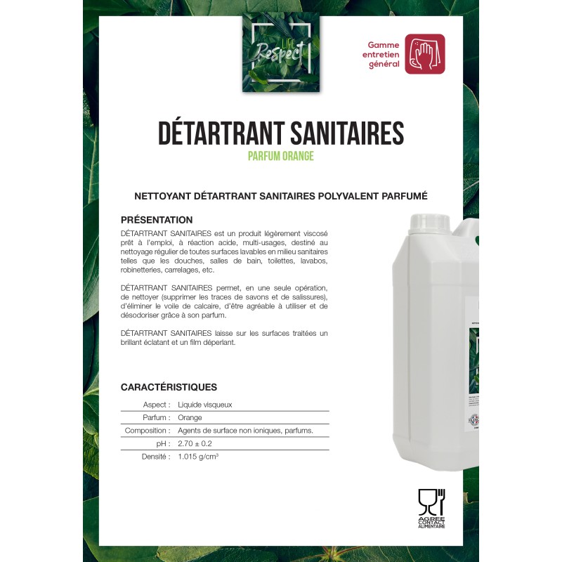 Détartrant sanitaires parfum orange carton de 4 bidons en 5L