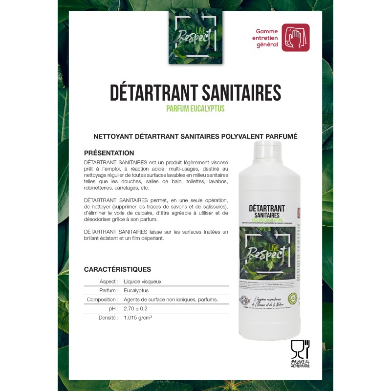 Détartrant sanitaires parfum EUCALYPTUS carton de 15 bouteilles en 1L